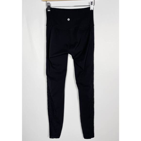 Lululemon 4 Black Wunder Under Hi Rise Tight Special Edition Embroidered 28" - Picture 2 of 10